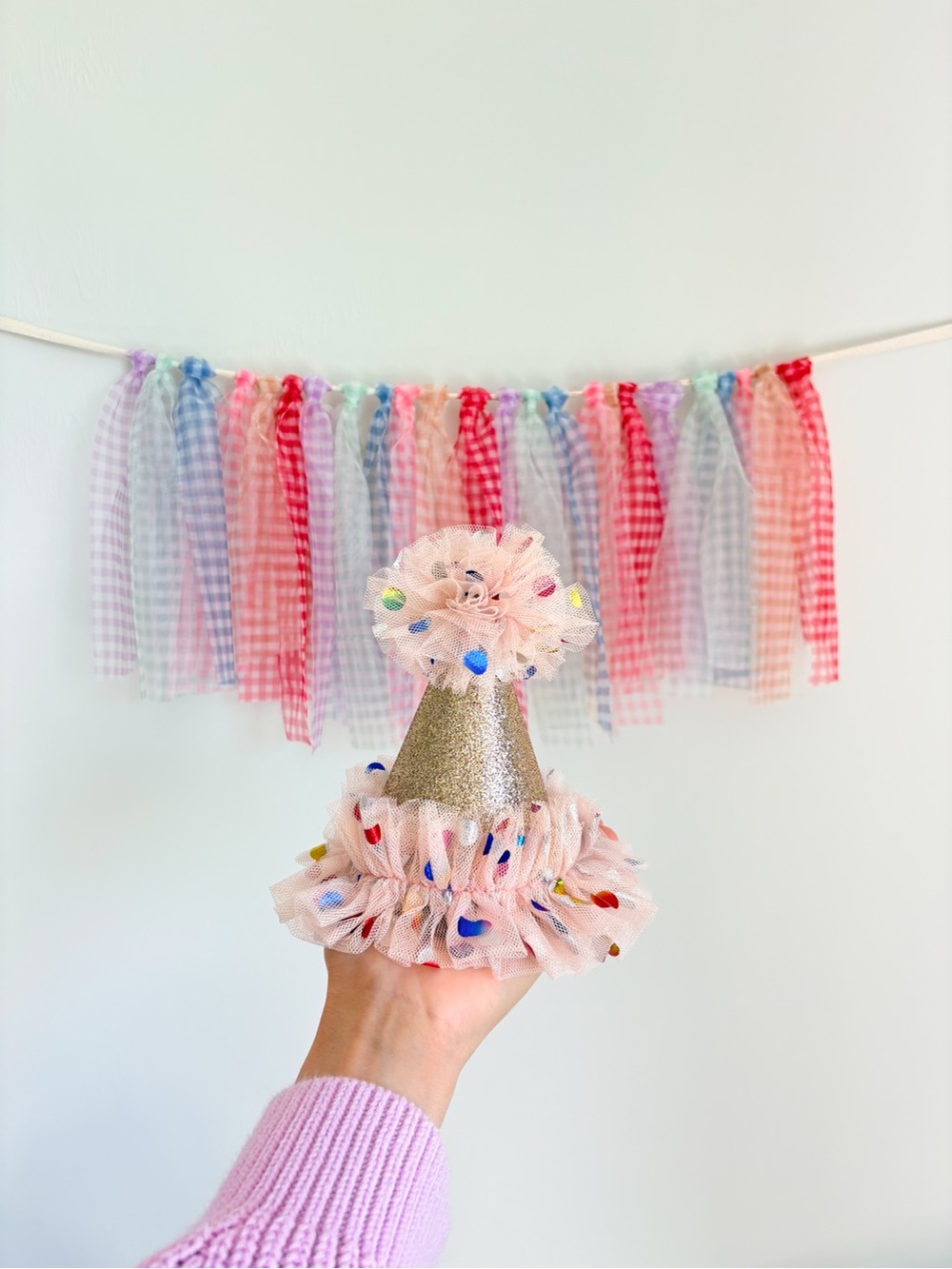 Party Tulle Pom Pom Hat - Pink Glitter